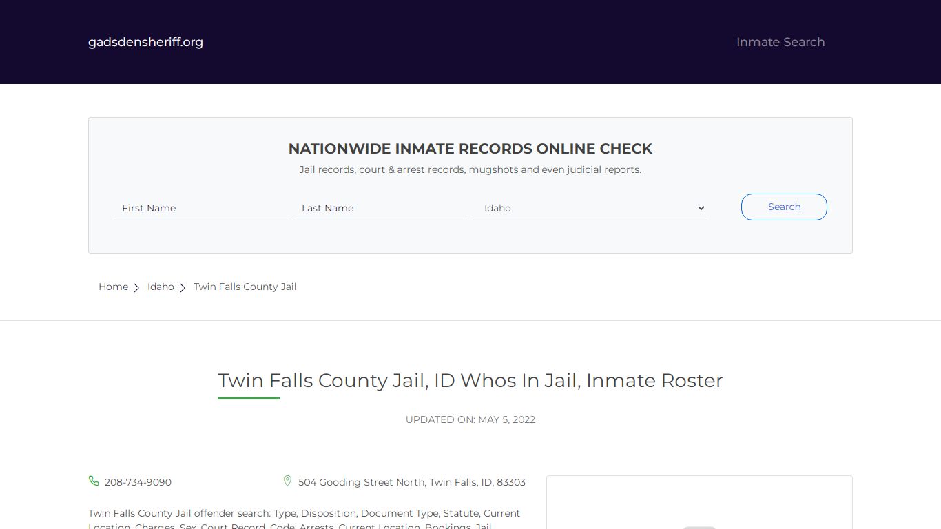 Twin Falls County Jail, ID Inmate Roster, Whos In Jail