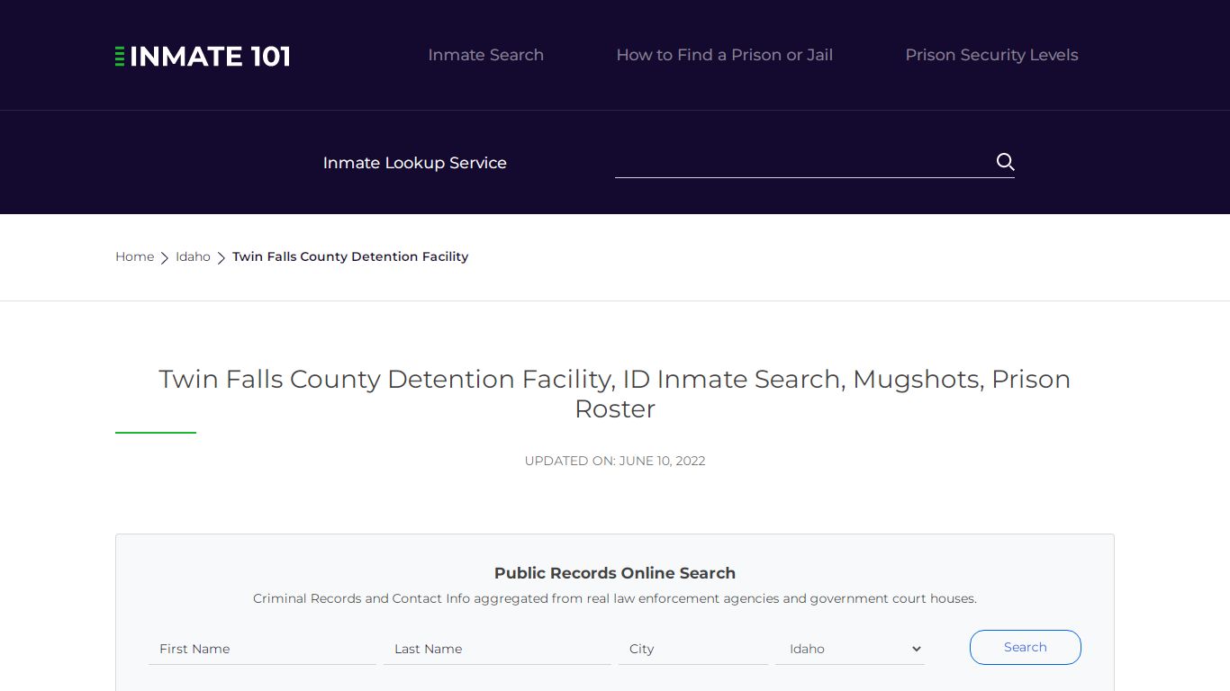 Twin Falls County Detention Facility, ID Inmate Search ...