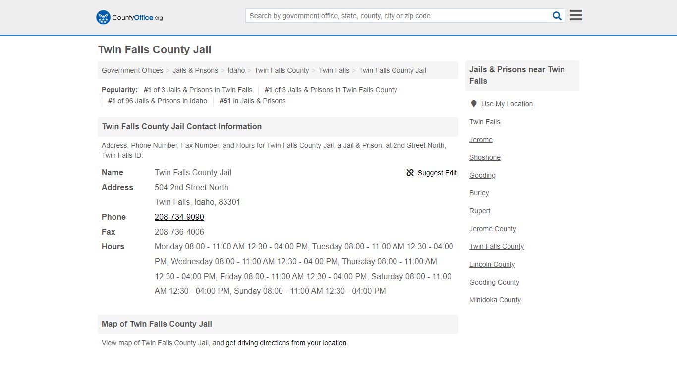 Twin Falls County Jail - Twin Falls, ID (Address, Phone ...
